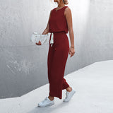 Womens Casual Solid Color Sleeveless Jumpsuit Long Pants Rompers