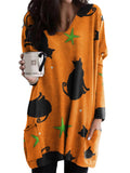 Casual Sweatshirt for Women Halloween Shirts Long Sleeve Black Cat Shirt Baggy Loose Fit Pullovers with Pockets Pumpkin Print 2 M