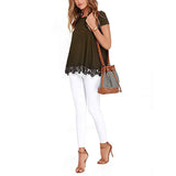 Women's Lace Splicing R Shirts Crew Neck Short Sleeve Pullover Tops T-Shirt Blouse Tunic
