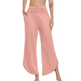 Women High Waist Pleated Pants Ladies Stretch Pajama Pant With Pocket Running Yoga Casual Loose Trousers