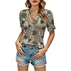 Lumento Women Sexy V Neck T Shirt Casual Summer Floral Print Tunic Tops Blouse