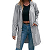Women's Waterproof Rain Jacket Lightweight Hooded Windbreaker Active Outdoor Raincoat Plain Color Button Down Trench Outerwear