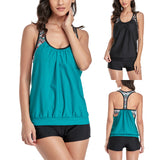 Women 2 Piece Tankini Swimming Suit with Boy Shorts Sleeveless Swimwear Beachwear Bathing Suit