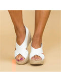Ferndule Womens Summer Beach Wedge Shoes Open Toe Ankle Strap Espadrille Platform Sandals