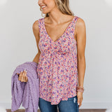 Lumento Women Summer Sleeveless Floral Tank Tops Casual Loose Boho Beach T Shirt Vest Camisole