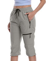 Capri for Women Athletic Casual Joggers Cropped Pants Activewear Cargo Pants with Zippers Pockets