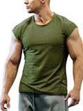 Men's Crew Neck Tops Gym Bodybluilding Fitness Muscle T-Shirt Loose Pullover