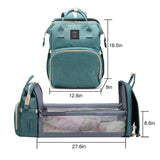 Large Backpack Diaper Bag with Changing Station, Foldable Crib Baby Bed Mommy Travel Nursing Bag Waterproof Tote Shoulder Nappy Bag Bottle Insulated Bag
