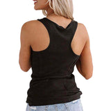 Women's Casual Solid Sleeveless Vest Tank Top Loose T-Shirt Blouse Tops Buttons