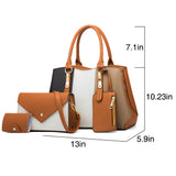 4 Pieces Set Tote Shoulder Handbag for Women, Fashion Top Handle Crossbody Bag Leather Satchel Purse Travel Business Bag