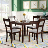 Goory 5-Pieces Industrial Wooden Kitchen Dining Room Set,Square Dining Table Set For 4 ,Upholstered Chairs Set