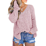 Womens Fuzzy Knitted Sweater Sherpa Fleece Side Slit Full Sleeve Jumper Outwears