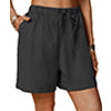 Women Cotton Linen Loose Fitting Casual Short Pants Elastic Waist Yoga Shorts Summer Beach Drawstring Shorts with Pockets