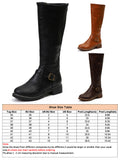Women PU Leather Buckle Strap Design Boots Chunky Heel Zipper Casual Comfy Biking Boots