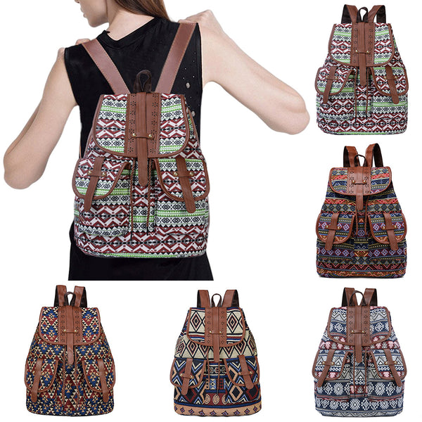 Women Vintage Backpack Handmade Knit Travel School Shoulder Bag Satchel Rucksack