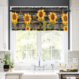 2 Piece Sunflower Printed Short Window Curtain Slot Top Cafe Tier Rod Pocket Kitchen Scarf Bathroom Valance