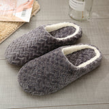 Unisex Plush Home Slippers Indoor Winter Warm Slip On Flat Shoes Anti-Slip