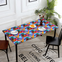 Elastic Fitted Rectangle Tablecloth Polyester Printed Table Cover Dust-Proof Washable Dining Tablecloth for Banquet, Wedding, Party