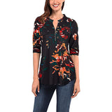 Women Plaid Printed Casual Shirt Blouse Tops Stand Collar Pullover Tunic Zipper