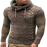 Men Fashion Knitted Tops Pullover Hoodies Long Sleeve Turtleneck Hooded Sweater