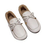 Women Bowknot Loafers Casual Shoes Lightweight Slip On Warm Flats Round Toe