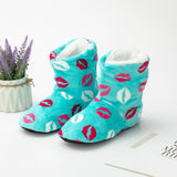 Women Men Winter Warm Boot Slippers Lips Design Flat Thicken Plus Velvet Slipper