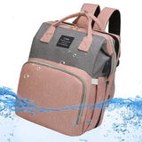 Large Backpack Diaper Bag with Changing Station, Foldable Crib Baby Bed Mommy Travel Nursing Bag Waterproof Tote Shoulder Nappy Bag Bottle Insulated Bag