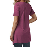 Women's Short Sleeve V Neck T Shirt Button Side Tunic Tops Blouse Asymmetrical Shirt Tops