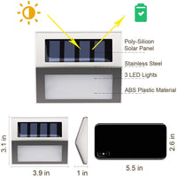 3 LED Solar Powered Stair Light Outdoor Garden Pathway Step Decking Wall Lamp