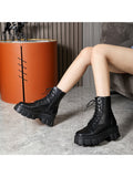 Womens Ladies Chunky Platform Shoes Retro Lace Up Combat Army Goth Punk Boots