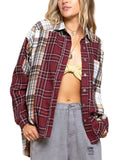 Women Boyfriend Baggy Tops Button Down Casual Shirts Ladies Long Sleeve Holiday Tunic Shirt With Pocket