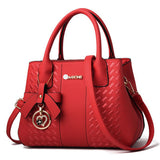 Women Braided PU Leather Shoulder Bag Crossbody Bag Handbag Tote Purse + Pendant