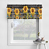 2 Piece Sunflower Printed Short Window Curtain Slot Top Cafe Tier Rod Pocket Kitchen Scarf Bathroom Valance