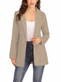 Women's Solid Casual Blazer Office Work Long Sleeve Open Front Jacket for Autumn and Winter