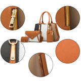 4 Pieces Set Tote Shoulder Handbag for Women, Fashion Top Handle Crossbody Bag Leather Satchel Purse Travel Business Bag