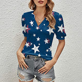 Lumento Women Sexy V Neck T Shirt Casual Summer Floral Print Tunic Tops Blouse