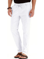 Men Summer Casual Elastic Waist Pants Straight Leg Fitted Trousers Solid Color Yoga Loungewear with Pockets