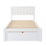 CUH Kids Twin Storage Bed Frame with Drawers and Headboards, Solid Pine Wood Platform Bed for Boys Girls, Mattress Foundation, Wood Slats Support, No Box Spring Needed, White/Gray