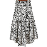 Womens High Waist Polka Dot Pleated Skirt Midi Swing Skirt