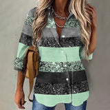 Frontwalk Summer Casual Button Down Lapel Collar Blouse for Women Vintage Loose T-shirt 3/4 Sleeve Beach Shirts