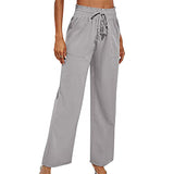 Women Elastic Waisted Wide Leg Loungewear Ladies Baggy Long Pants High Waist Lounge Harem Casual Loose Palazzo Pants