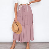 Women Plearws Long Maxi Skirts Tiered Ruffle Swing Skirts Summer Beach Boho Skrit