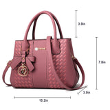 Women Braided PU Leather Shoulder Bag Crossbody Bag Handbag Tote Purse + Pendant