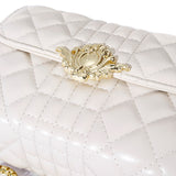 Women Fashion Quilted Crossbody Bag Leather Small Shoulder Handbag Satchel Purse with Metal Chain Strap