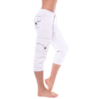 Women Yoga Capris Pant with Pocket Running Fitness Jogging Gym Pants High Waist Exercise Workout Trousers Plus Size