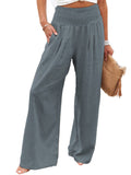 Women Pants Cotton Linen Casual Loose Harem Pant Summer Beach Palazzo Pants with Pockets