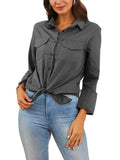 Avamo Button Down Shirt for Women Crop Long Sleeve Tunic Blouse Plus Size Lapels Collar T Shirt Office Formal Plain Tops