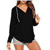 Pullover Hoodies Tops Long Sleeve for Women V Neck Drawstring Hooded Shirts Blouses Tunic Ladies Autumn Solid Color Sweatshirt S-XXXL