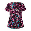 Women's Floral Printed V-Neck Tops Short Sleeve Pockets Casual T-Shirt Blouse