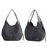 Women Fashion Tote Shoulder Bag Casual Canvas Handbag Retro Tote Purse Messenger Bag Large Capacity Travel School Bag